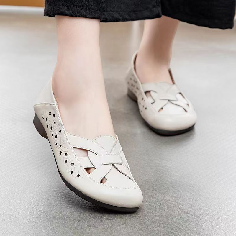 【35-40】Pantofi pentru femei cu talpă confortabilă din piele de vacă cu fețe moi