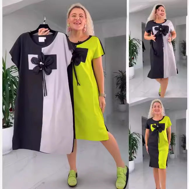 【S-5XL】Rochie cu mâneci scurte cu imprimeu la modă de primăvară