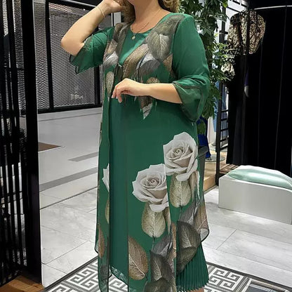 【S-5XL】 2024 noua rochie verde florala