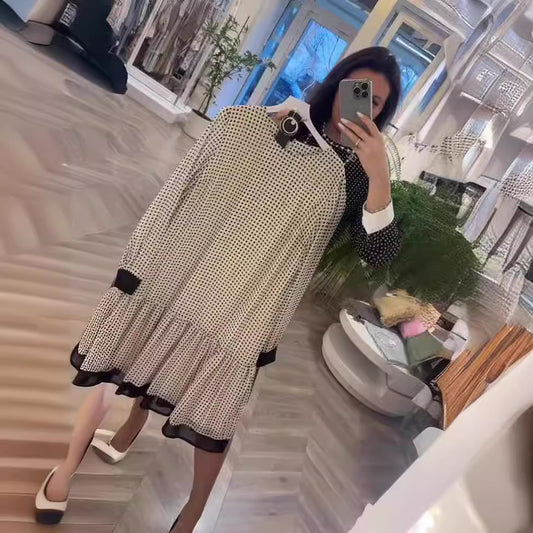 【S-3XL】Rochie elegantă din bumbac de înaltă calitate, cu model în buline