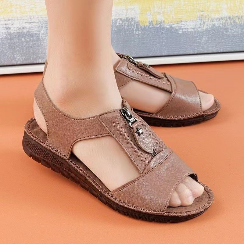 【35-43】2024 New Sandale noi Flat plat din piele naturală moale non-alunecare Soft Sole pantofi
