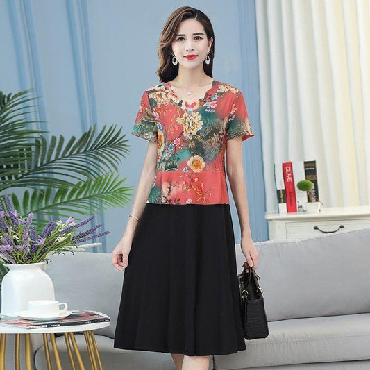 【XL- 5XL】Rochie din sifon floral cu decolteu in V