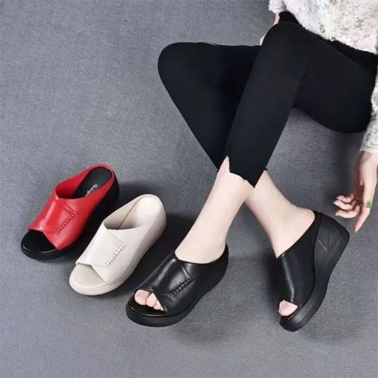 【35-40】Retro Soft Sole Slope Heel Papuci de casă