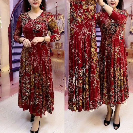 🥰【S-5XL】Rochie florală cu decolteu în V cu talie subțire în talie