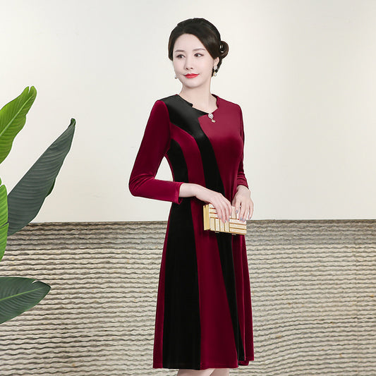 【XL-6XL】2024 toamnă și iarnă rochie de catifea roșie